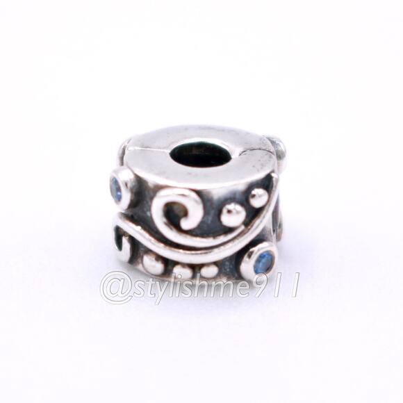 Authentic PANDORA Tendril Blue CZ Clip - 790380CZB - Picture 9 of 11